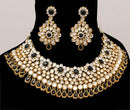 Goldpolish black and white kundan set-2256