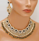 Goldpolish black and white kundan set-2256