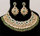 Goldpolish green and white kundan set-2257