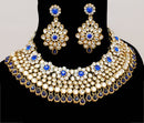 Goldpolish blue and white kundan set-2260