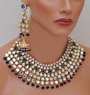 Goldpolish blue and white kundan et-2263