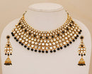Goldpolish black and white kundan set-2265