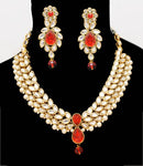 Goldpolih red and white kundan set-2270