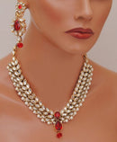 Goldpolih red and white kundan set-2270