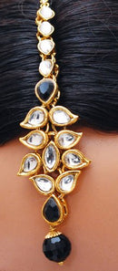 Goldpolish black and white kundan set-2275