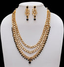 Goldpolish black and white kundan set-2275