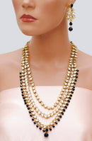 Goldpolish black and white kundan set-2275