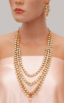 Goldpolish pink and white kundan set-2276