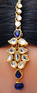 Goldpolish blue and white kundan set-2277