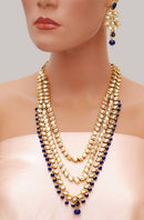 Goldpolish blue and white kundan set-2277