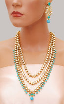 Goldpolish Auqa blue and white kundan set-2279