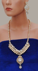 Goldpolish white kundan set-2280