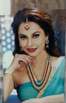 Goldpolish red and white kundan choker set-2157