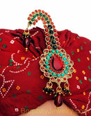 goldplated marron and green kundan mens turbin pin- kalgi