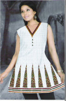 beautiful cream printed cotton kurti