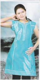 beautiful aqua blue and white cotton kurti