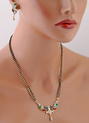 Goldpolish white diamond peacock mangalsutra-3