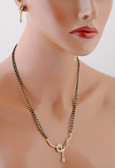Goldpolish white diamond black beads mangalsutra-11