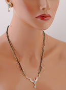 Goldpolish white diamond and black beads mangalsutra-9
