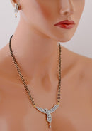 Goldpolish white diamond black beads mangalsutra-17