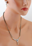 Goldpoloish white diamond black beads mangalsutra-19