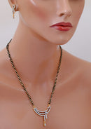 Goldpolish white diamond black beads mangalsutra-25