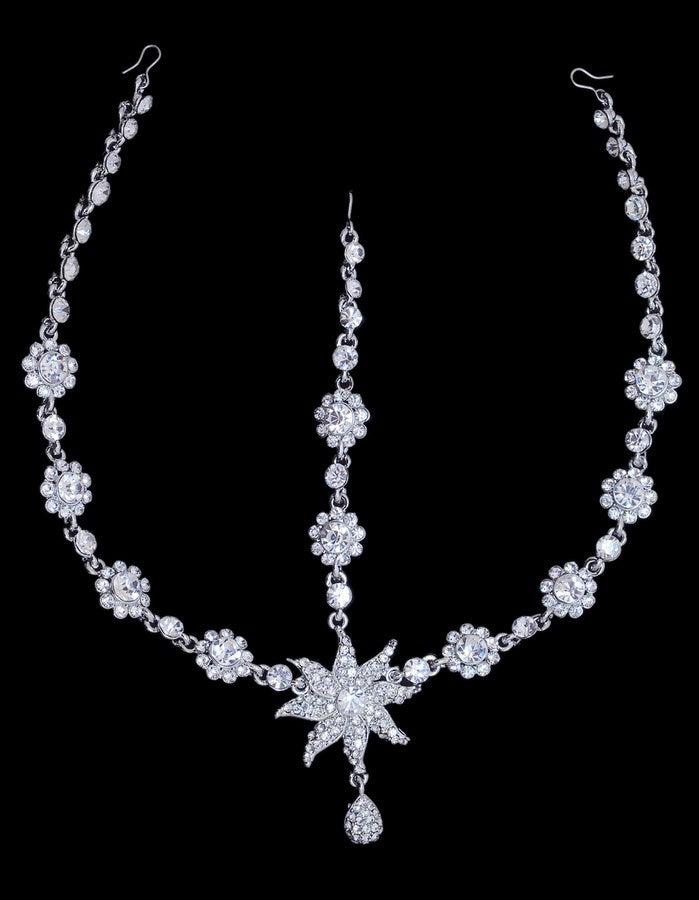 Silverpolish white diamond head piece tikka-124