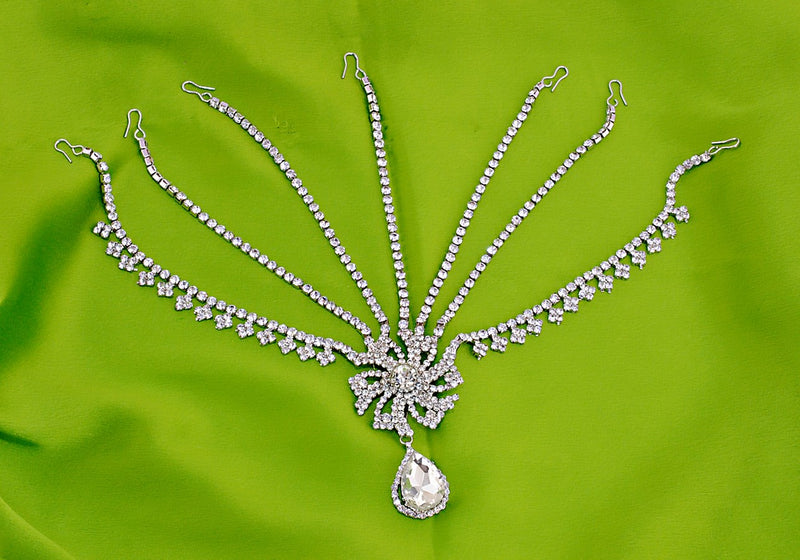 Silverpolish white diamond head piece 1178