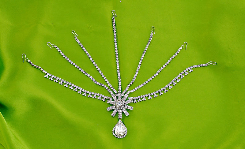 Silverpolish white diamond head piece tika-145