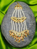 Goldpolish white pearl jhumar-1259