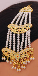 Goldpolish white pearl jhumar-1259