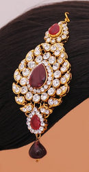 Goldpolish Mahroon and white kudan Jhumar-1261