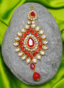 Goldpolish red and white kundan set-1262