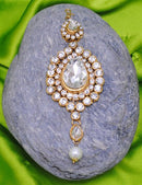 Goldpolish white kundan jhumar-1266