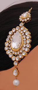 Goldpolish white kundan jhumar-1266