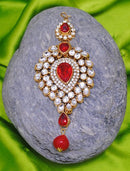 Goldpolish red and white  kundan jhumar-1268