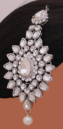 Silver polish white kundan jhumar-1269