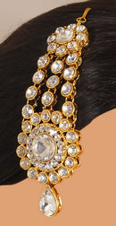 Goldpolish white kundan jhumar-1273