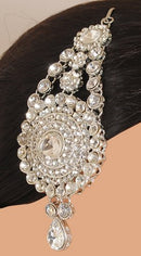 Silver polish white kundan jhumar-1274