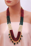 Beautiful maroon, green and white kundan chain-1029