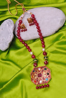 Beautiful red and golden pearl set-1045