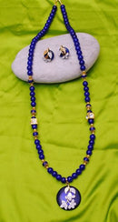 Goldpolish blue and white diamond set-1055