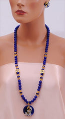 Goldpolish blue and white diamond set-1055