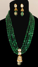 Beautiful emerald green golden set-1100