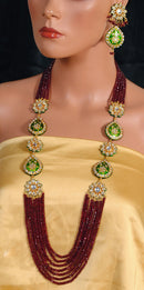 Goldpolish ruby red, green and white beautiful set-1113