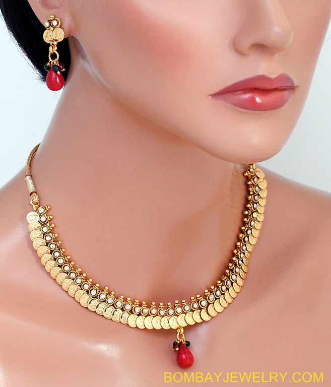 goldplated ruby red polki set