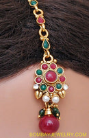 goldplated marron, green and white polki set