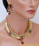 goldplated marron, green and white polki set