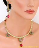 goldplated ruby pink and white polki set