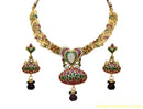 goldplated marron, green and white polki set